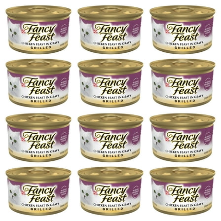 (12 pack) Purina Fancy Feast Grilled Cat Food, Wet Cat Food, Chicken Feast in Gravy, 3 oz Cans