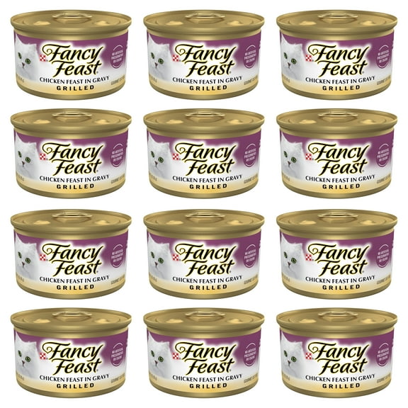 (12 pack) Purina Fancy Feast Grilled Cat Food, Wet Cat Food, Chicken Feast in Gravy, 3 oz Cans