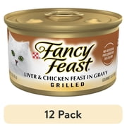 12 pack Purina Fancy Feast Grilled Liver and Chicken Feast Gourmet Wet Cat Food in Savory Gravy, 3 oz, 24 Pack