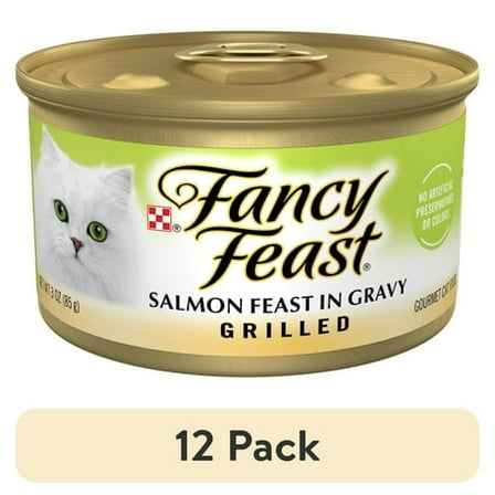 (12 pack) Purina Fancy Feast Grilled Kitten Food, Wet Cat Food, Salmon Feast in Gravy, 3 oz Can