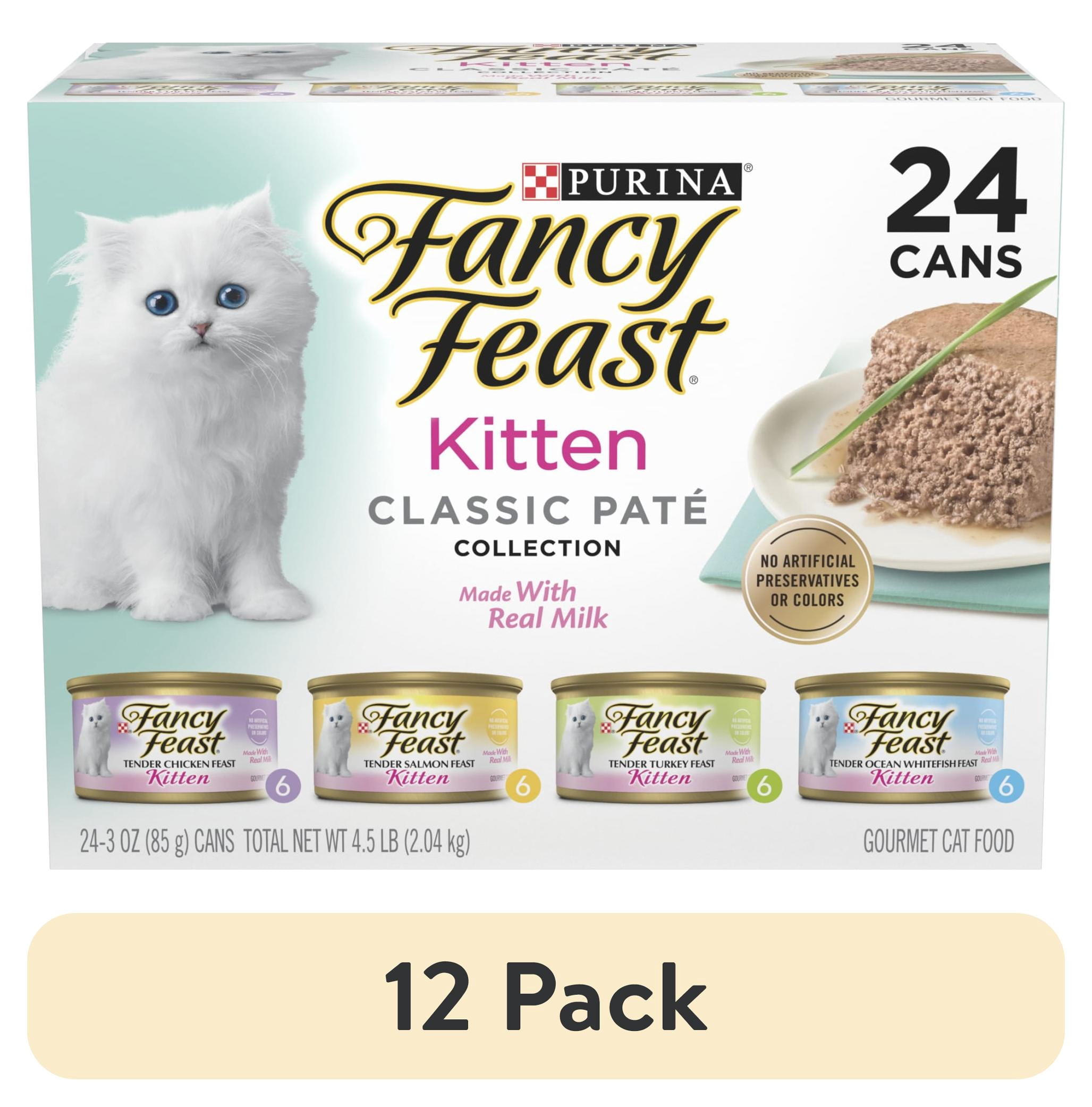 (12 pack) Purina Fancy Feast Kitten Food, Wet Cat Food, Classic Pate Collection with Milk, 3 oz Cans, 24 Pack