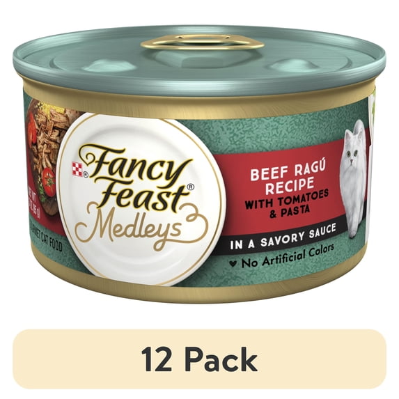 (12 pack) Purina Fancy Feast Medleys, Beef Ragu & Pasta Cat Food, 3 oz Can
