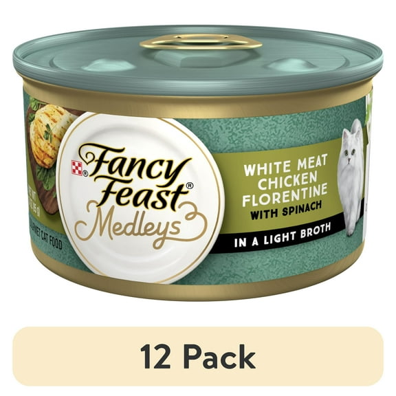 (12 pack) Purina Fancy Feast Medleys Wet Cat Food, Chicken Florentine & Spinach, 3 oz Can