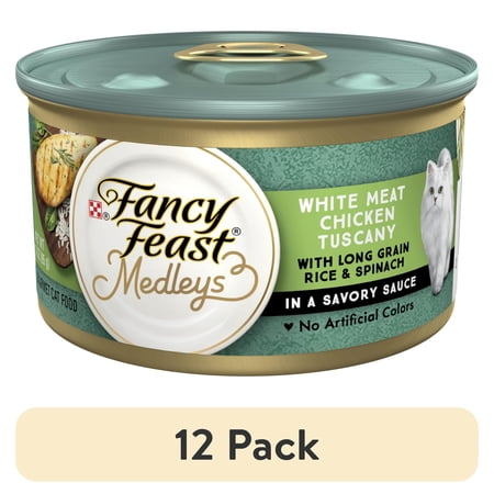 (12 pack) Purina Fancy Feast Medleys Cat Food, Wet Cat Food, Chicken Tuscany & Spinach, 3 oz Can