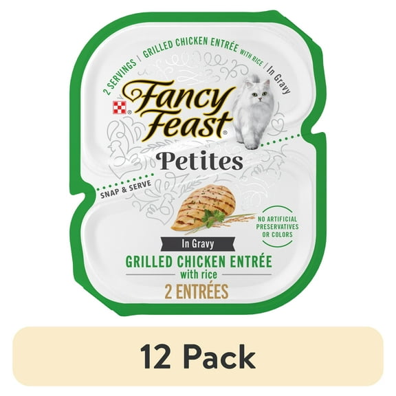 (12 pack) Purina Fancy Feast Petites Grilled Chicken Entrée With Rice In Gravy Gourmet Wet Cat Food Pate