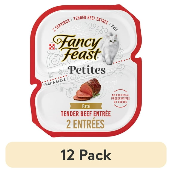 (12 pack) Purina Fancy Feast Petites Tender Beef Entrée Gourmet Wet Cat Food Pate