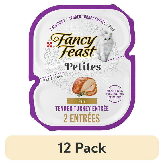 (12 pack) Purina Fancy Feast Petites Tender Turkey Entrée Gourmet Wet Cat Food Pate