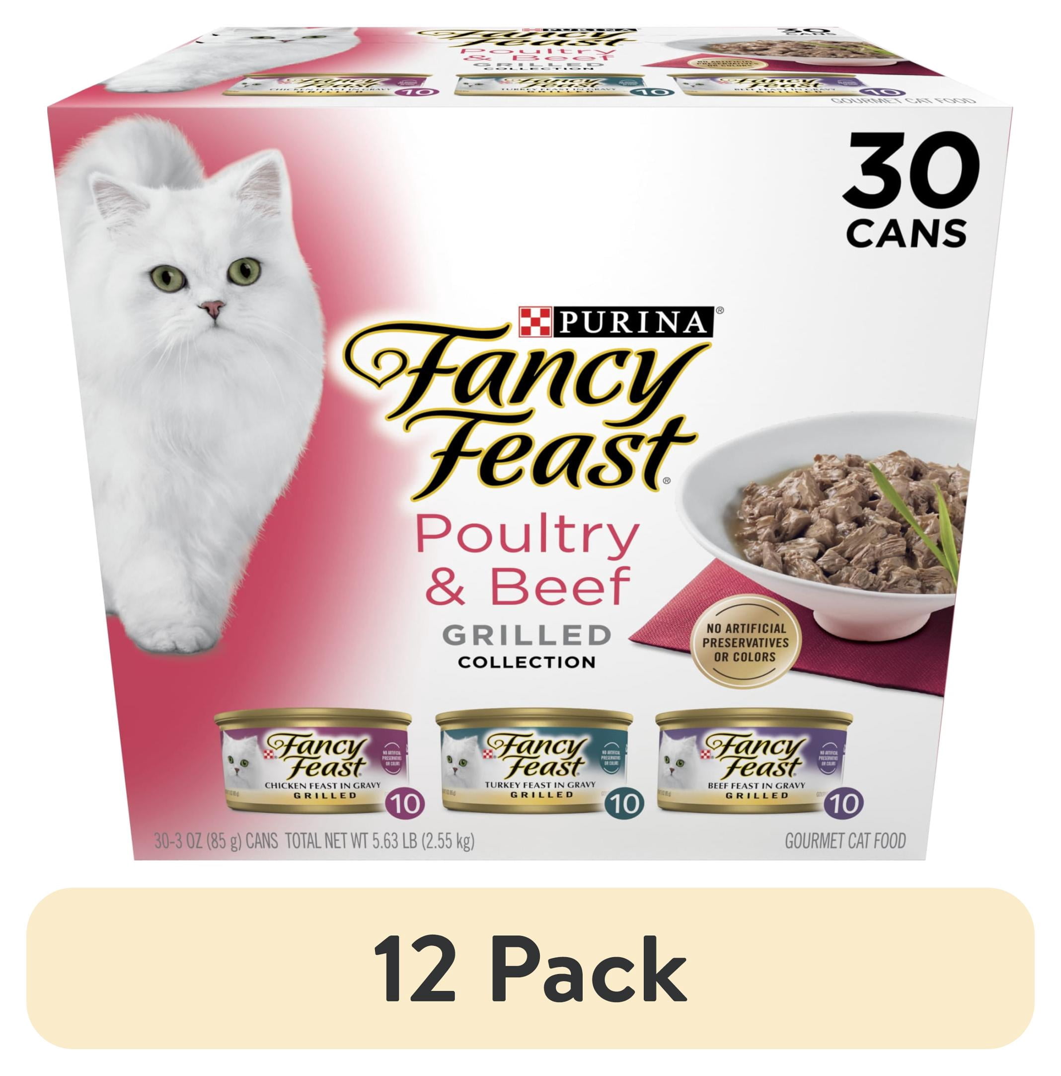 (12 pack) Purina Fancy Feast Poultry & Beef Grilled Collection Wet Cat Food Variety Pack, 3 oz Cans (30 Pack)