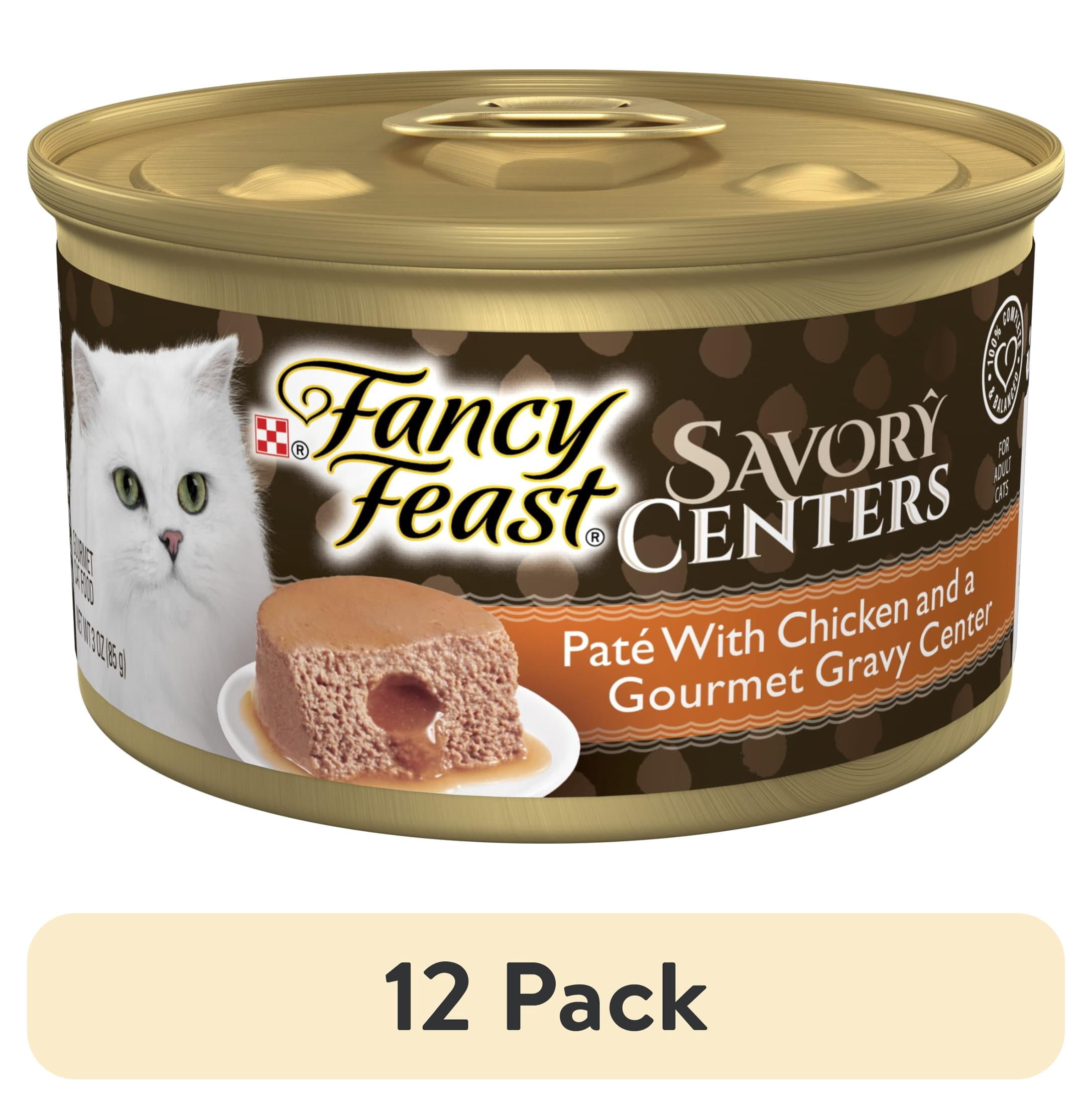 (12 pack) Purina Fancy Feast Savory Centers Adult Wet Cat Food Pate with Chicken and a Gravy Center, 3 oz Can