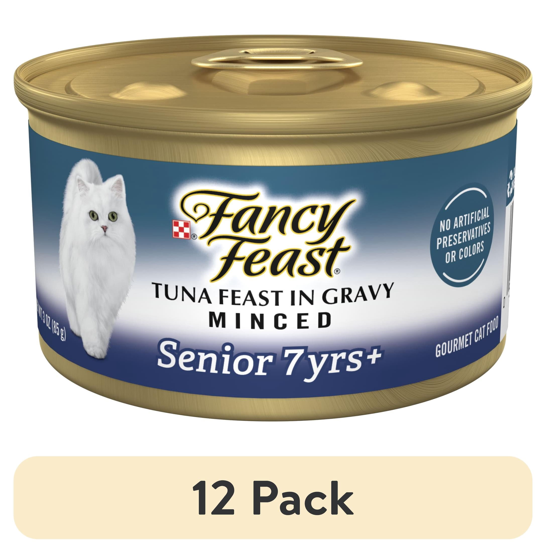(12 pack) Purina Fancy Feast Senior Classic Pate Wet Cat Food, Minced Tuna in Gravy, 3 oz Cans