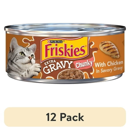 (12 pack) Purina Friskies Extra Chunky Gravy, Soft Chicken, Wet Cat Food, 5.5 oz Cans