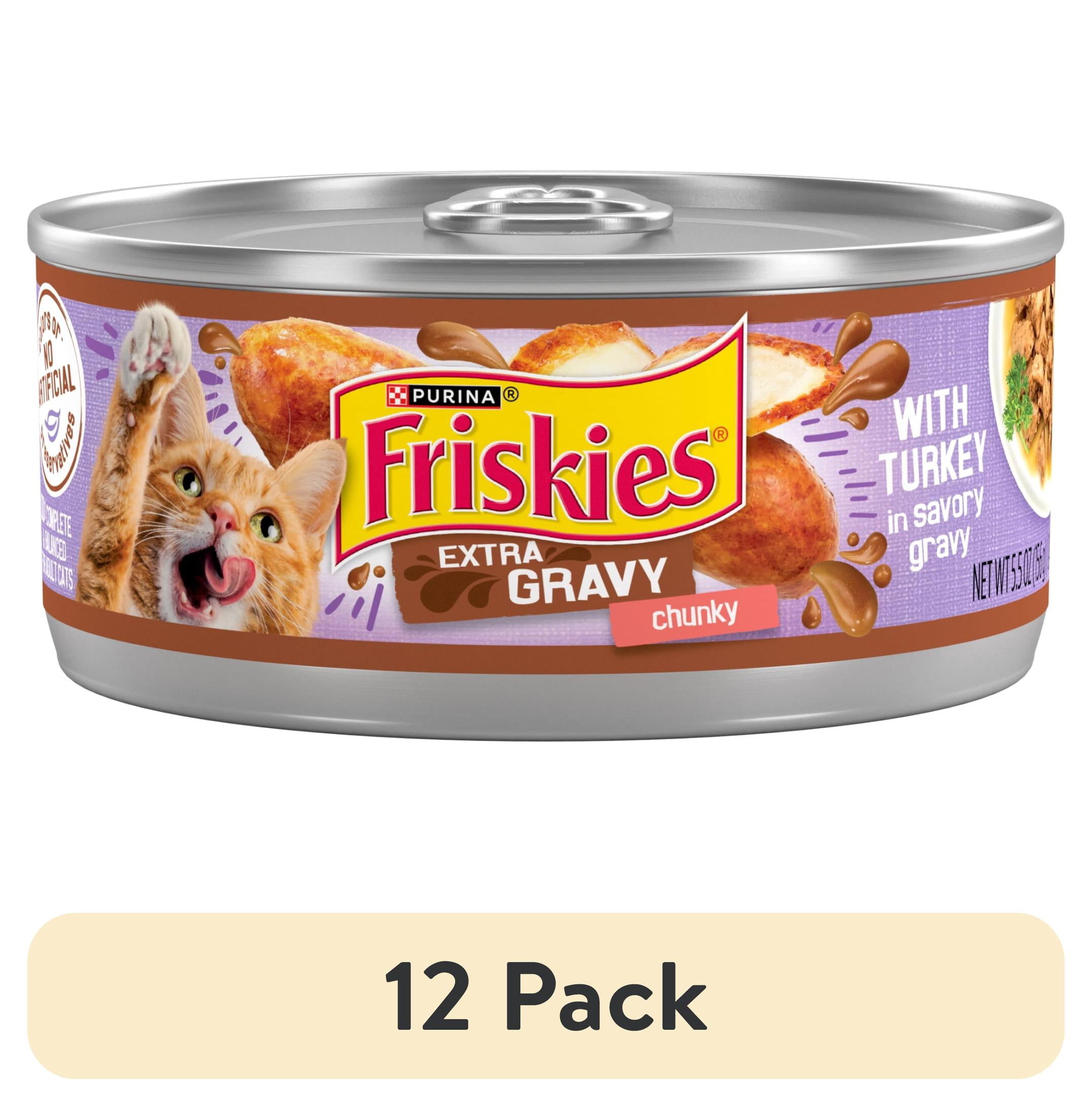 (12 pack) Purina Friskies Extra Chunky Gravy, Soft Turkey, Wet Cat Food, 5.5 oz Cans, 24 Pack