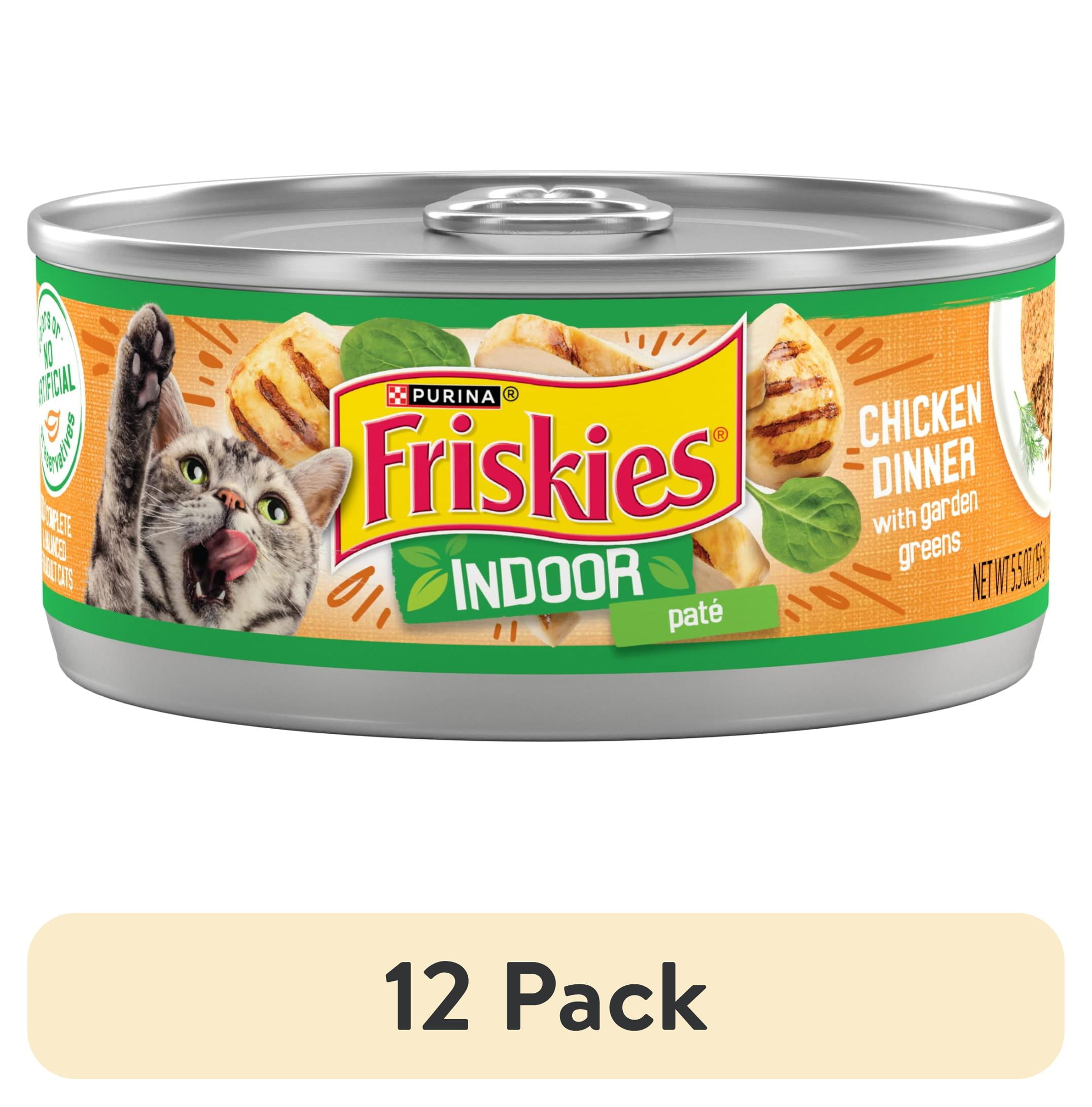 (12 pack) Purina Friskies Indoor Wet Cat Food, Chicken Dinner with ...