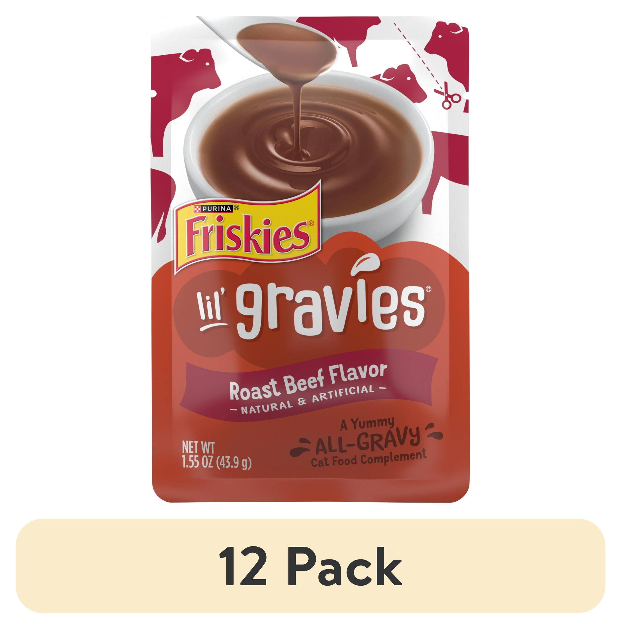 (12 pack) Purina Friskies Lil Gravies, Roast Beef Flavor Gravy, Wet Cat Food, 1.55 oz. Pouch
