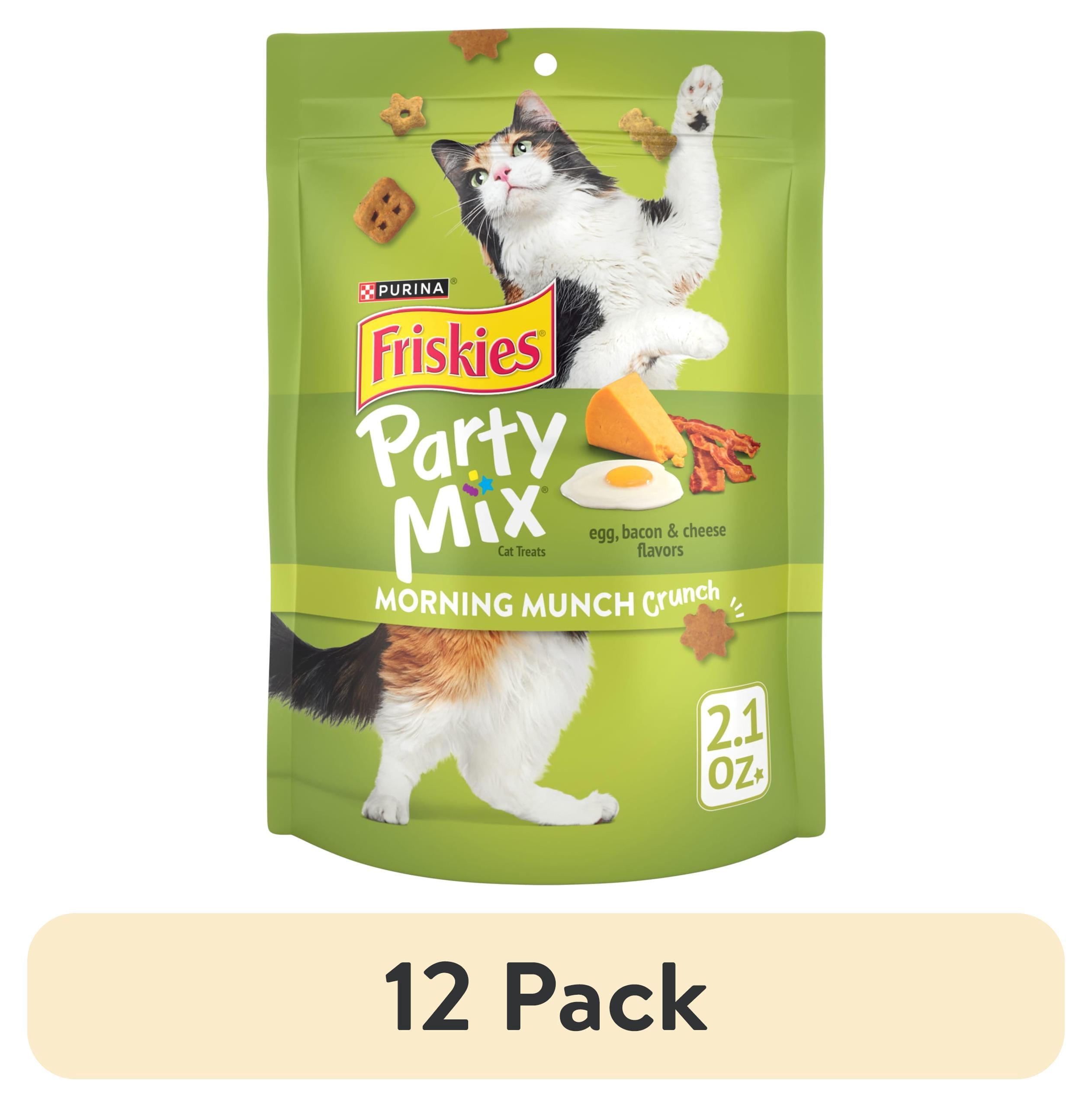(12 pack) Purina Friskies Party Mix Morning Munch Crunch Cat Treats, 2.1 oz, 10 Pack