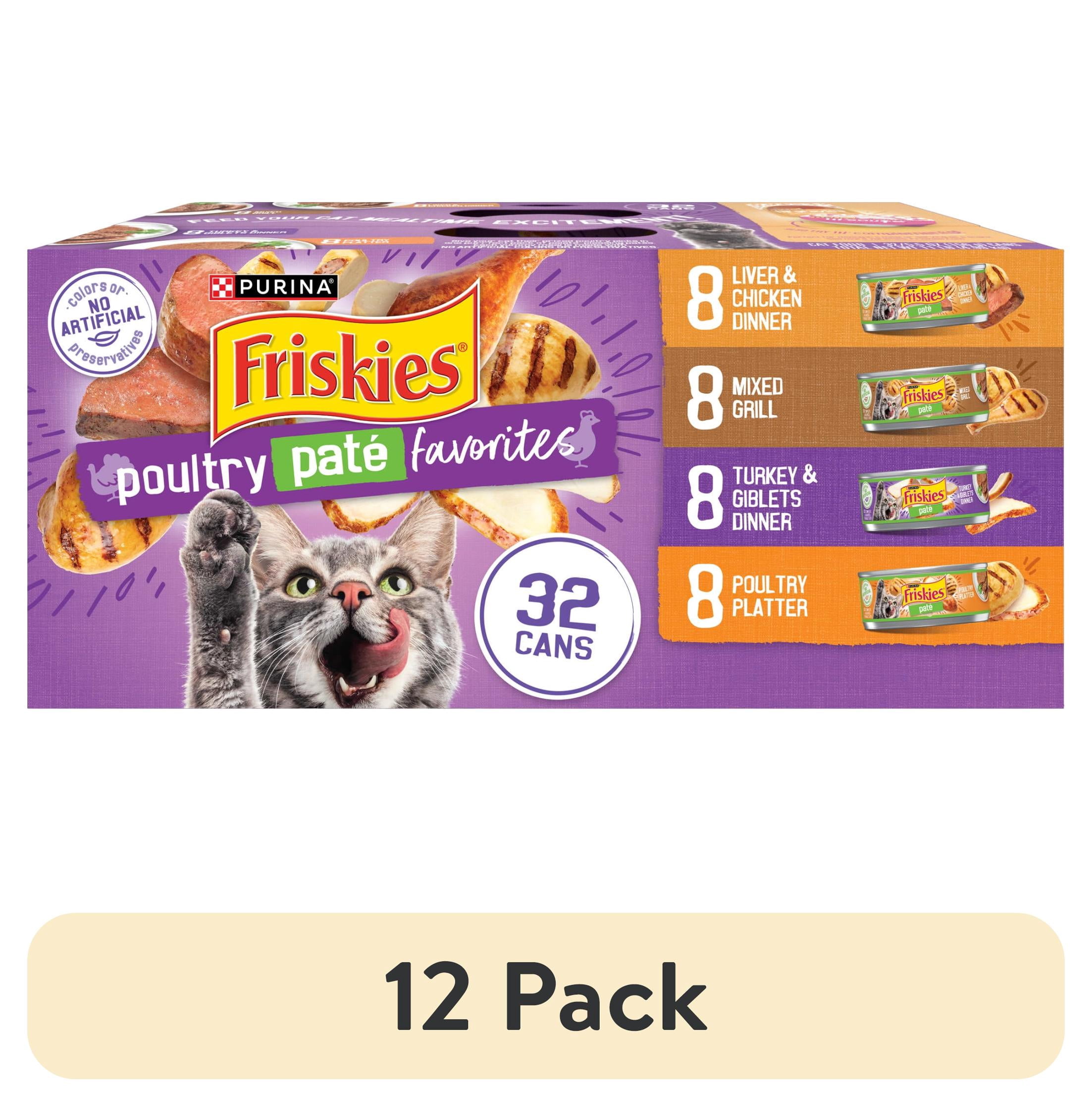 (12 pack) Purina Friskies Poultry Favorites Pate Wet Cat Food Variety Pack, 5.5 oz Cans (32 Pack)