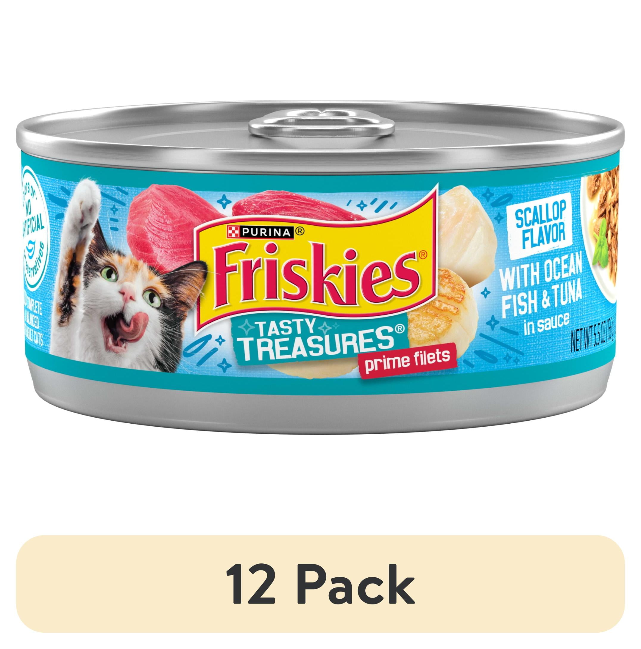 (12 pack) Purina Friskies Tasty Treasures Prime Filets, Tuna, Wet Cat Food, 5.5 oz Cans, 24 Pack