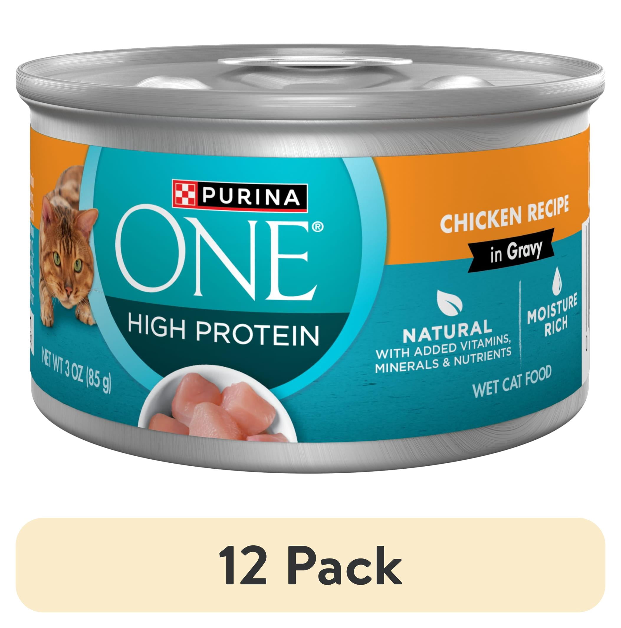 (12 pack) Purina ONE Natural High Protein Cat Food, Chicken Recipe in Wet Cat Food Gravy