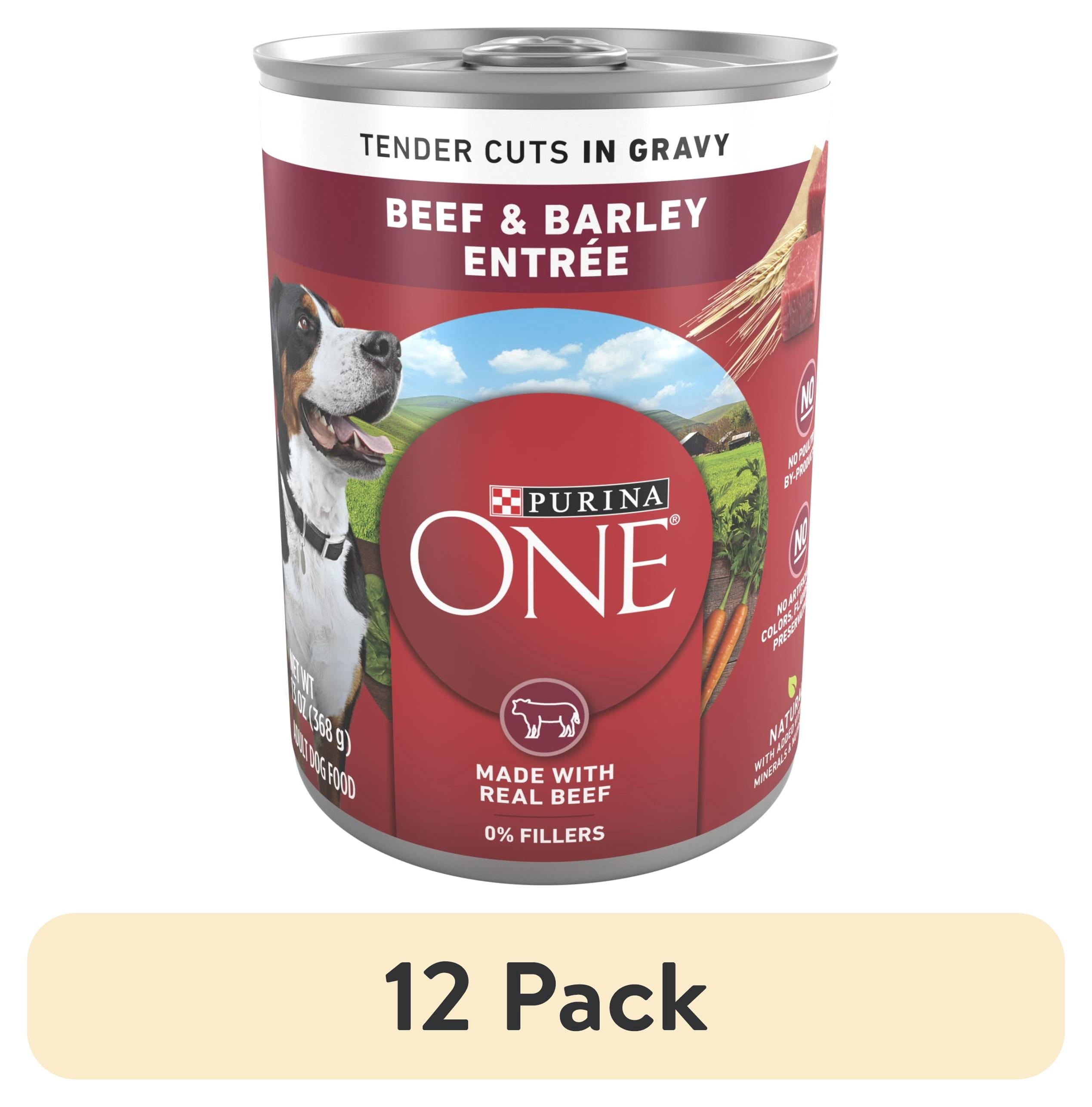 (12 pack) Purina ONE Natural Wet Dog Food, High Protein Soft Beef & Barley, 13 oz Can