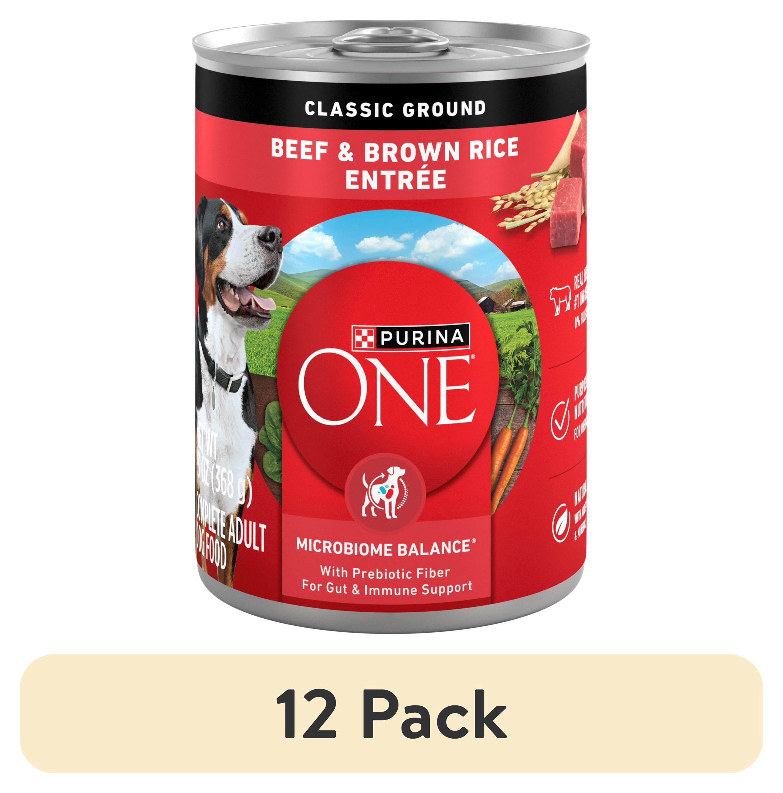 (12 pack) Purina ONE Natural Wet Dog Food, High Protein Soft Beef & Brown Rice Barley, 13 oz Can, 12 Pack