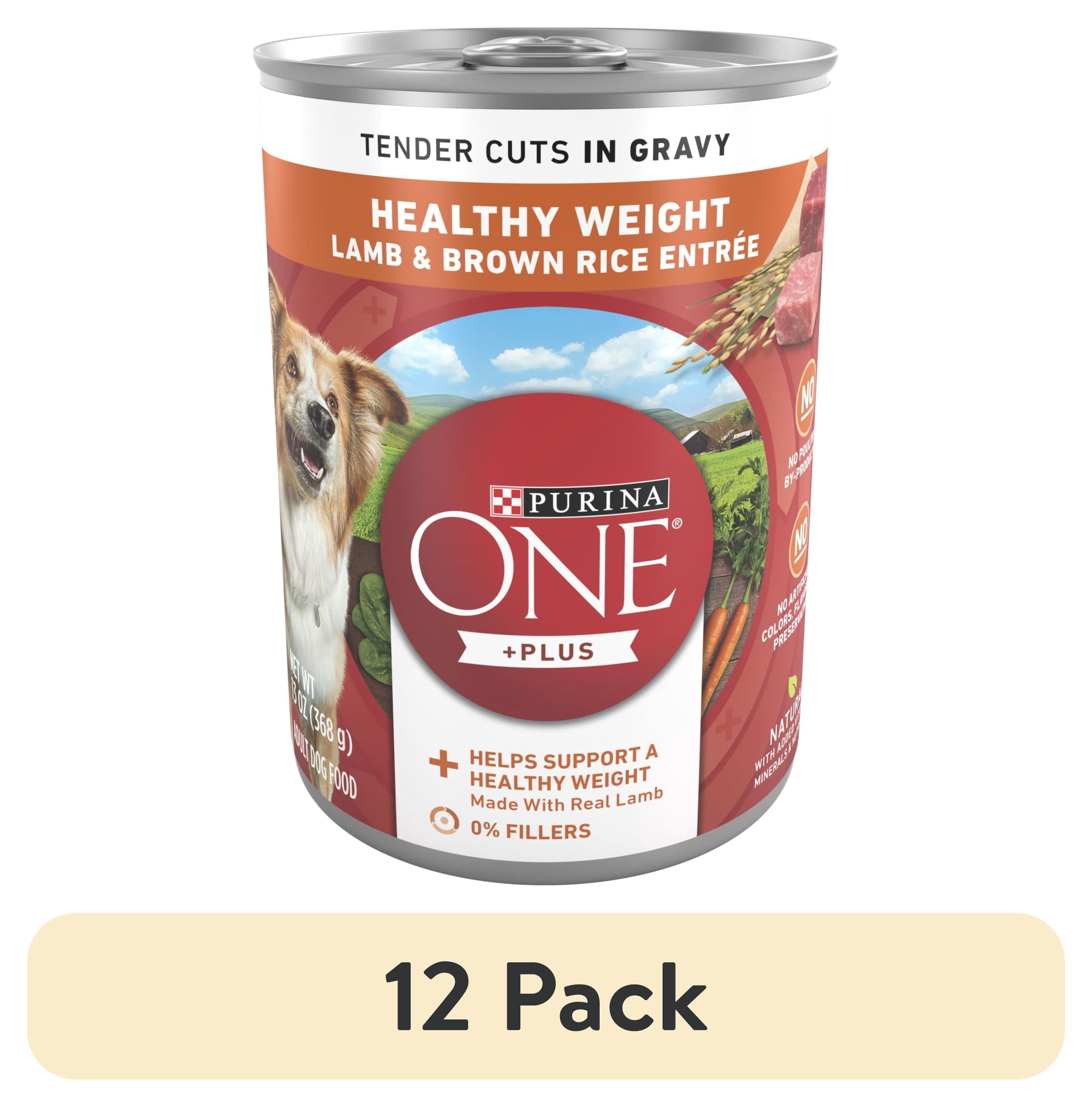 (12 pack) Purina ONE PLUS Natural Wet Dog Food, High Protein Soft Lamb & Brown Rice, 13 oz Can, 12 Pack