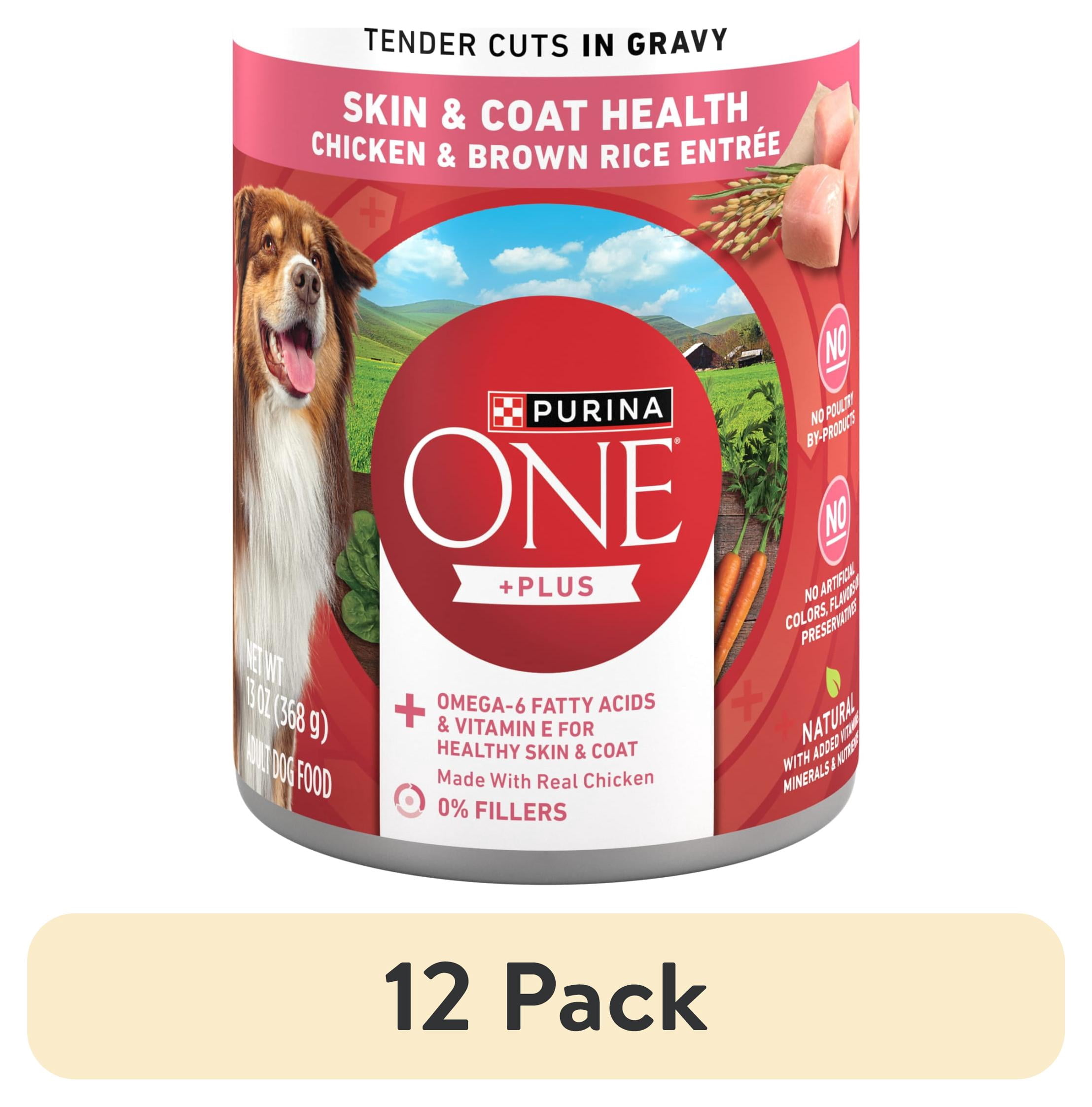 (12 pack) Purina ONE Plus Tender Cuts in Gravy Skin and Coat Chicken and Brown Rice Entree Natural with Added Vitamins and Minerals Wet Dog Food, 13 oz Can