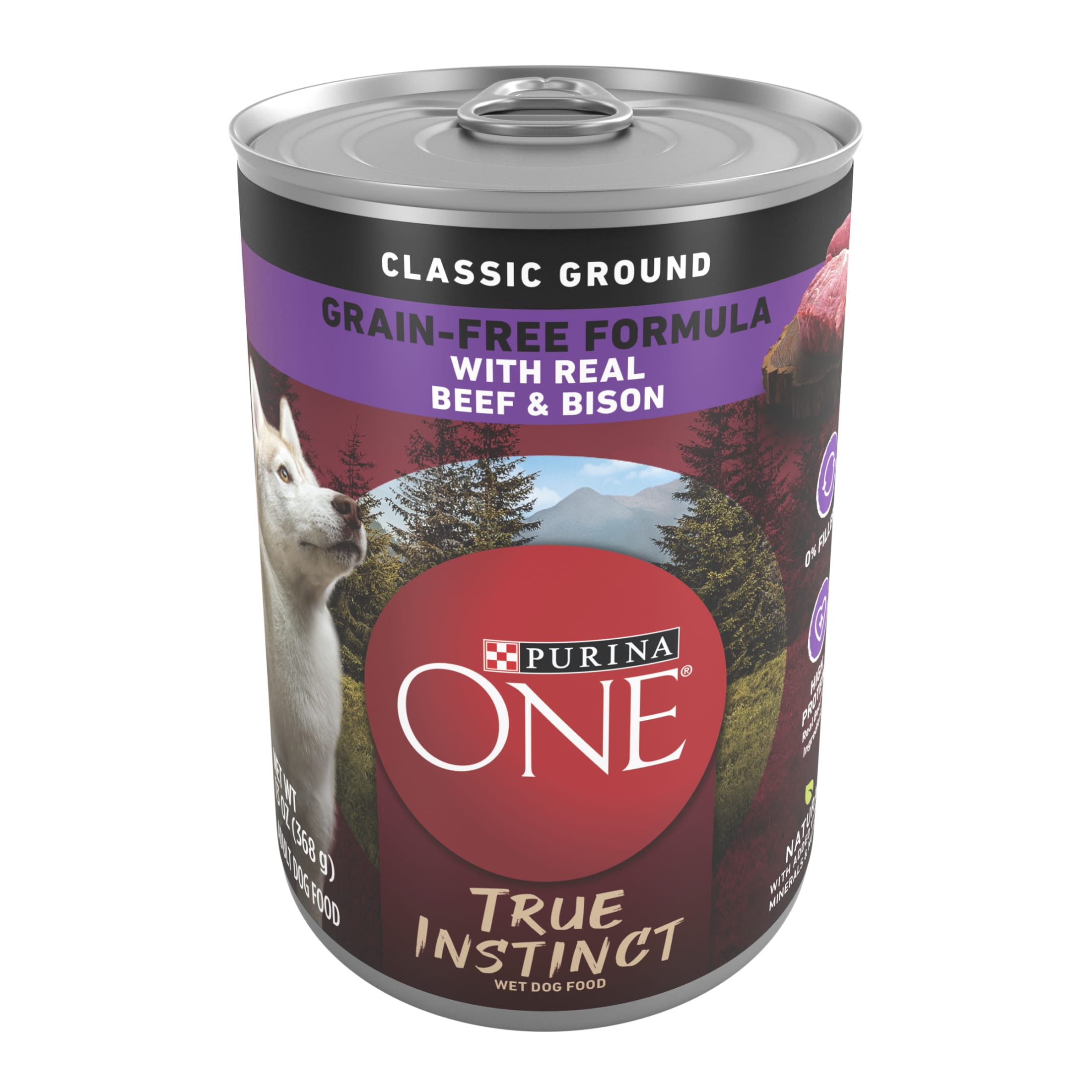 (12 pack) Purina ONE True Instinct Grain Free Wet Dog Food, High Protein Soft Beef & Bison, 13 oz can