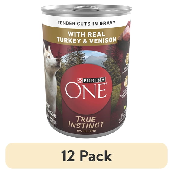 (12 pack) Purina ONE True Instinct Wet Dog Food, High Protein Soft Turkey & Venison, 13 oz Can
