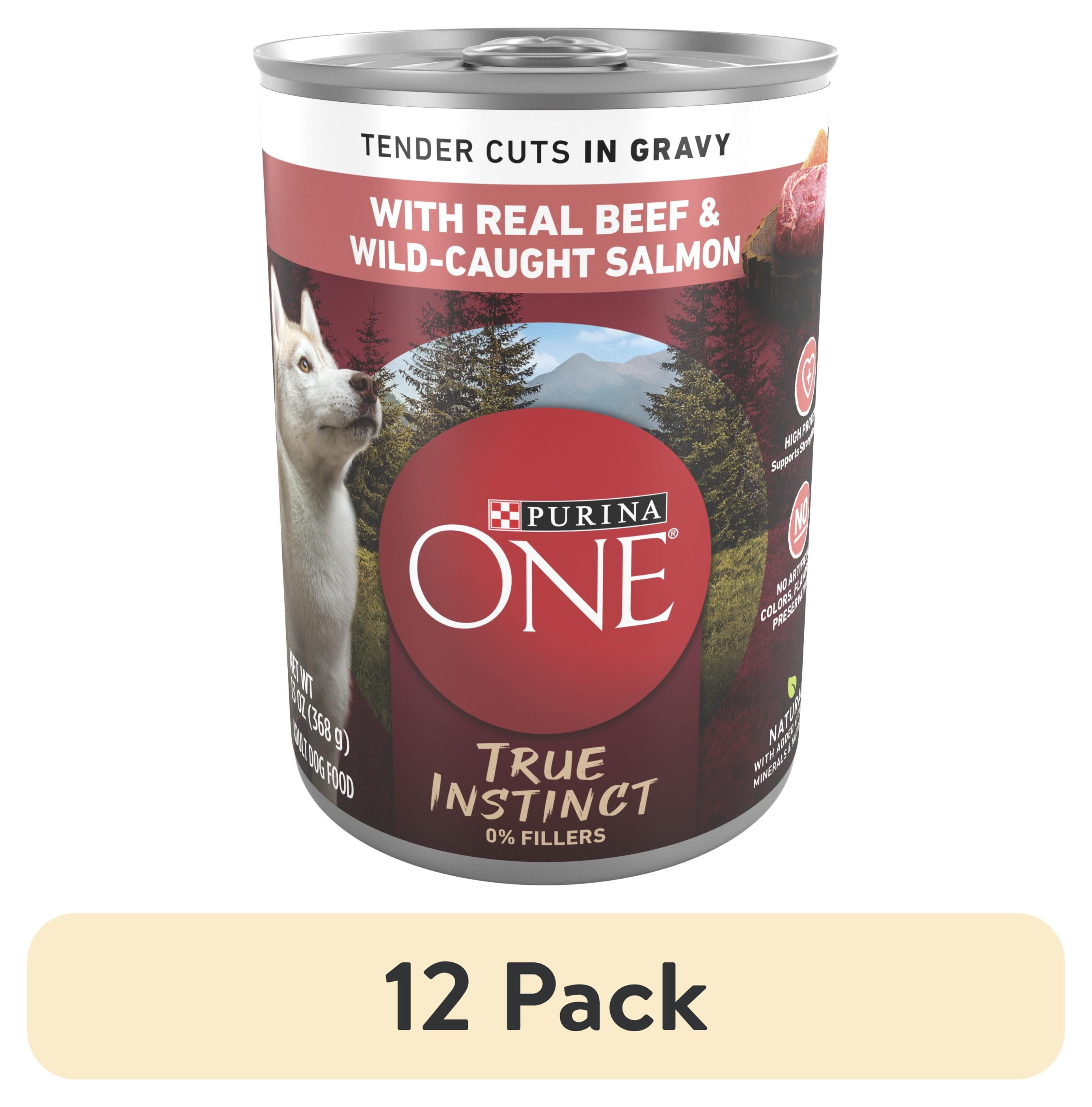 (12 pack) Purina ONE True Instinct Wet Dog Food, High Protein Soft Beef & Salmon, 13 oz Can