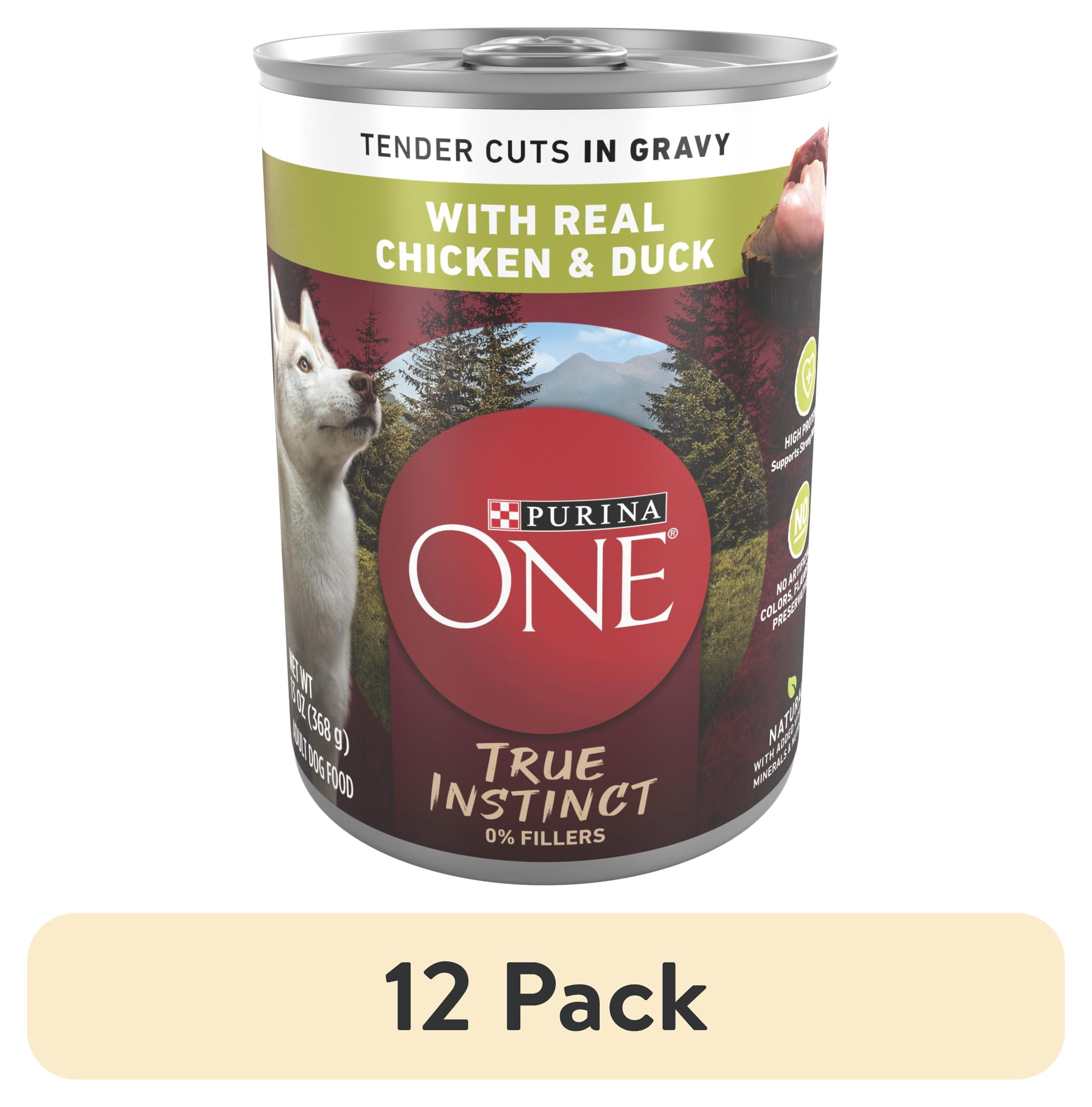 (12 pack) Purina ONE True Instinct Wet Dog Food, High Protein Soft Chicken & Duck, 13 oz Can