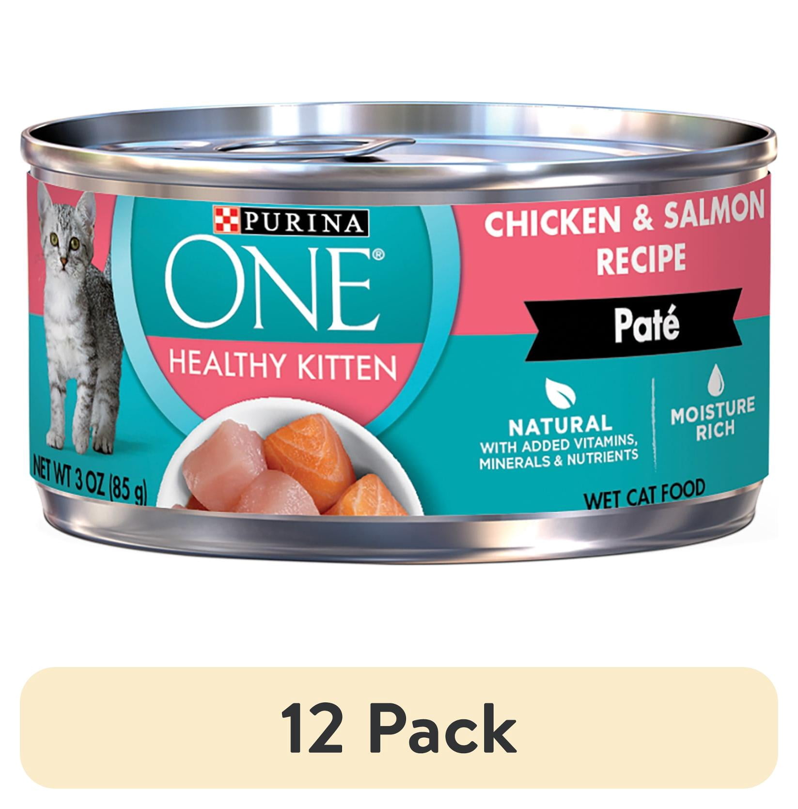 (12 pack) Purina One Healthy Kitten, Chicken Salmon, Wet Kitten Food, 3 oz Can