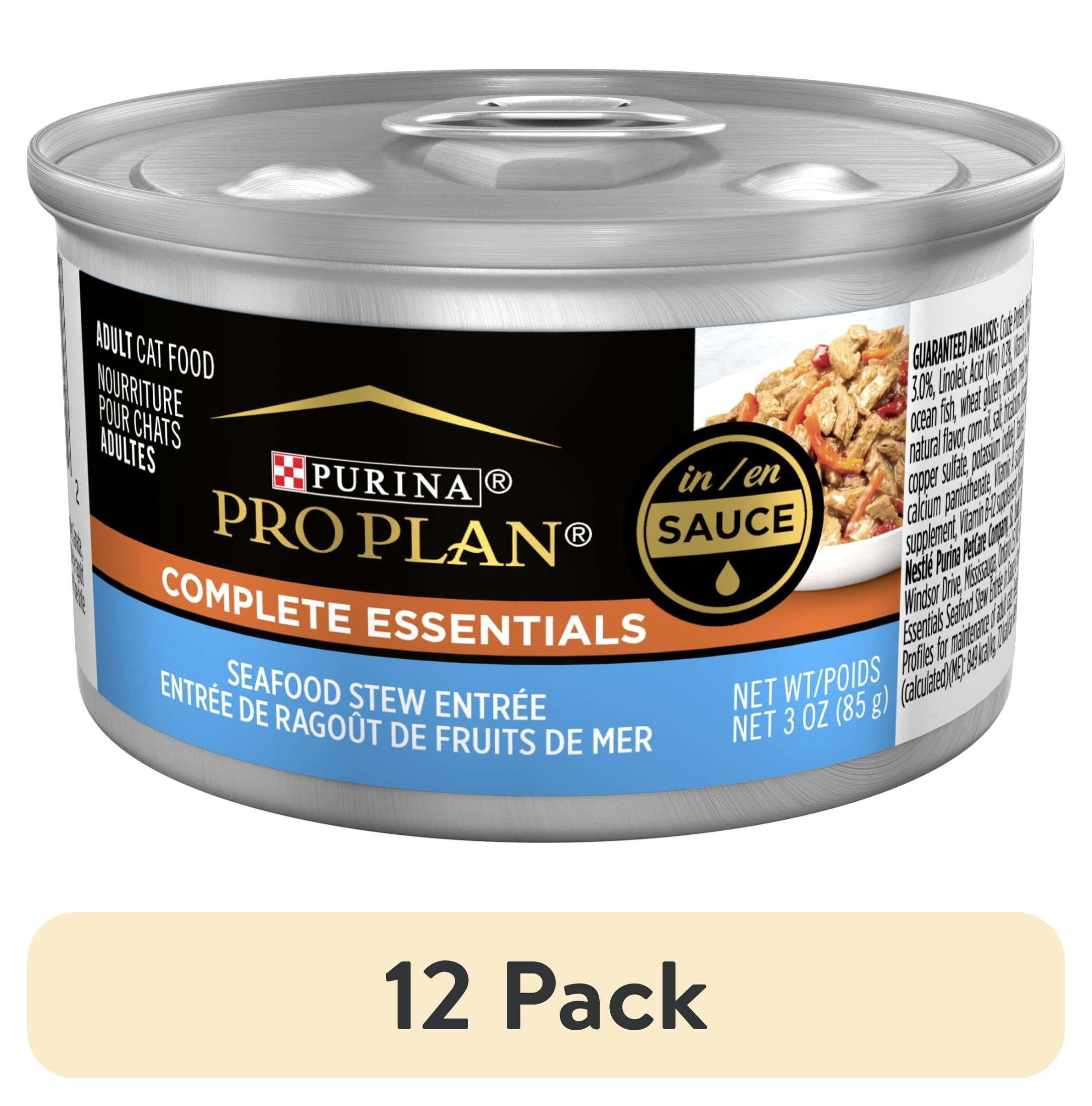 (12 pack) Purina Pro Plan Complete Essentials, Seafood Stew, Wet Cat Food, 3 oz Cans, 24 Pack