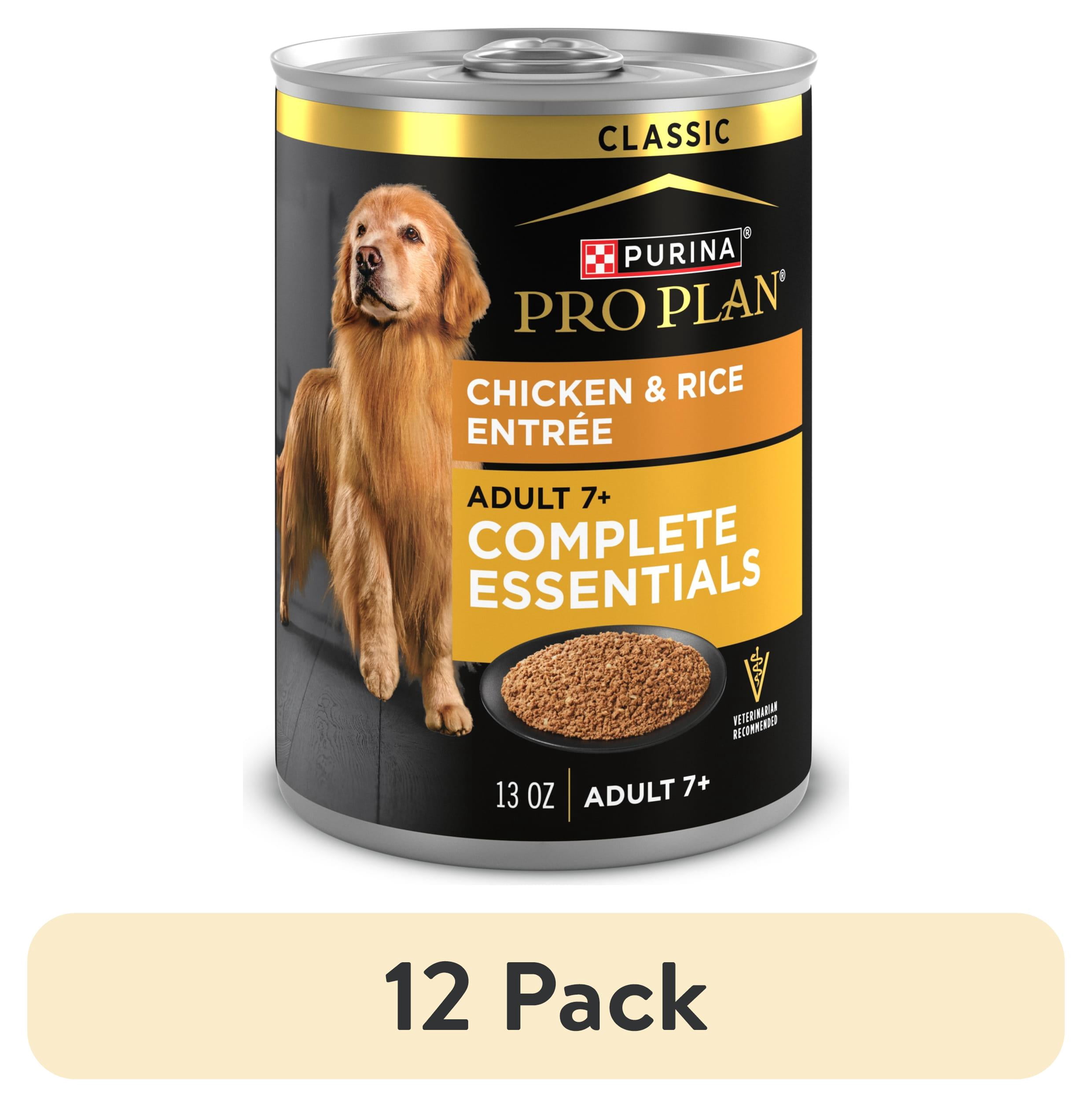 (12 pack) Purina Pro Plan Wet Dog Food for Senior Dogs Adult 7 Plus Chicken and Rice Entree Classic, 13 oz Can (12 Pack)