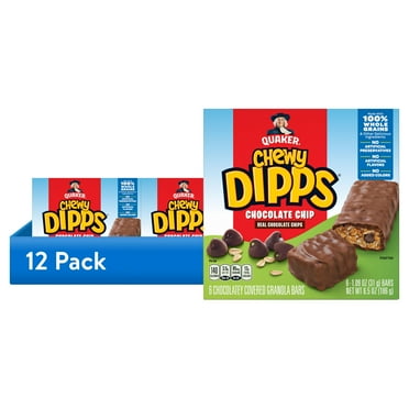 (12 pack) Quaker Chewy Dipps Chocolate Covered Granola Bars, Chocolate Chip 1.09 oz, 6 Count