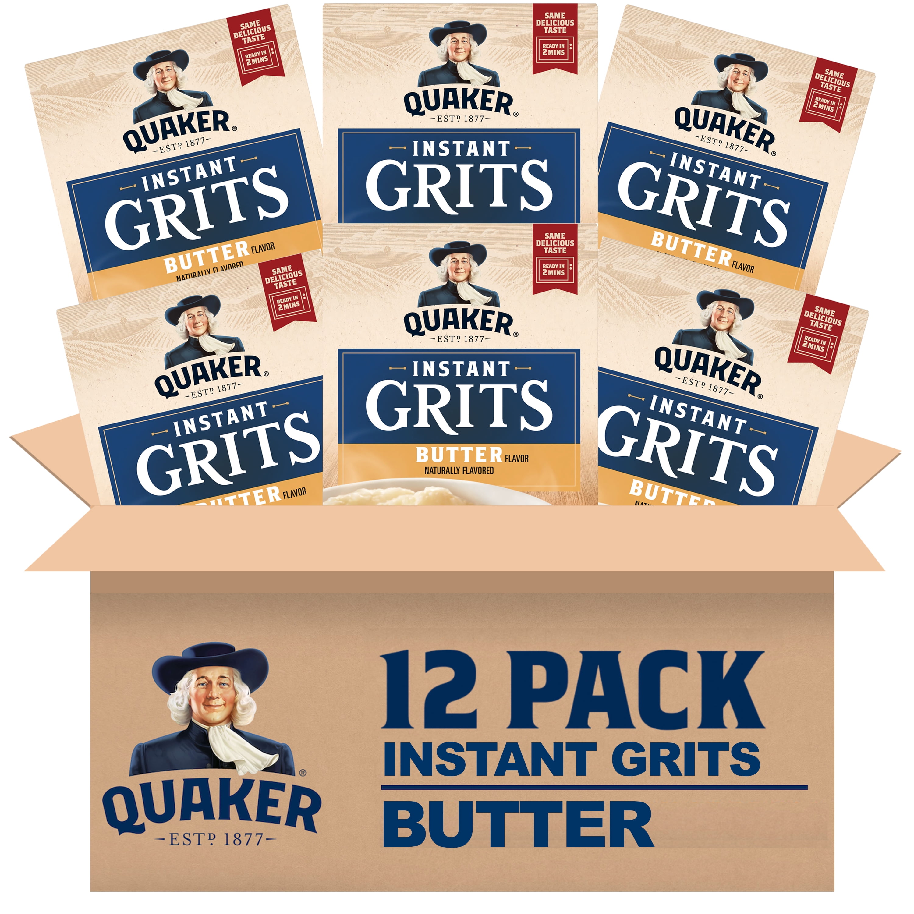 (12 pack) Quaker Instant Grits Butter 0.98 oz each, 10 Count