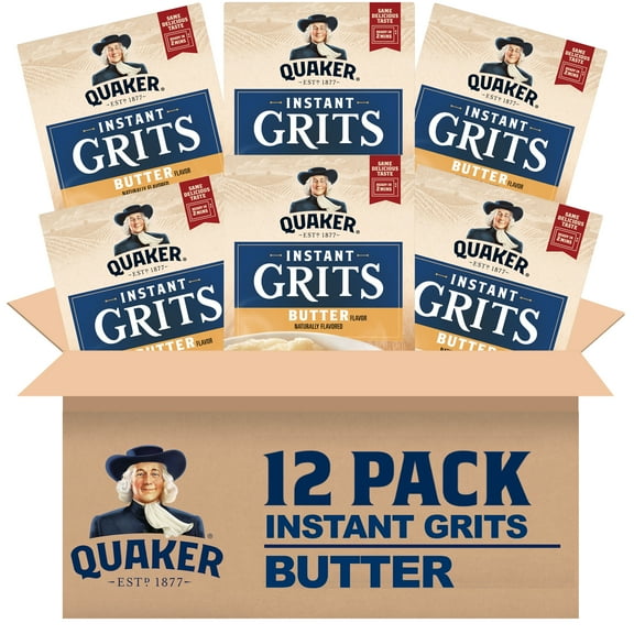 (12 pack) Quaker Instant Grits Butter 0.98 oz each, 10 Count