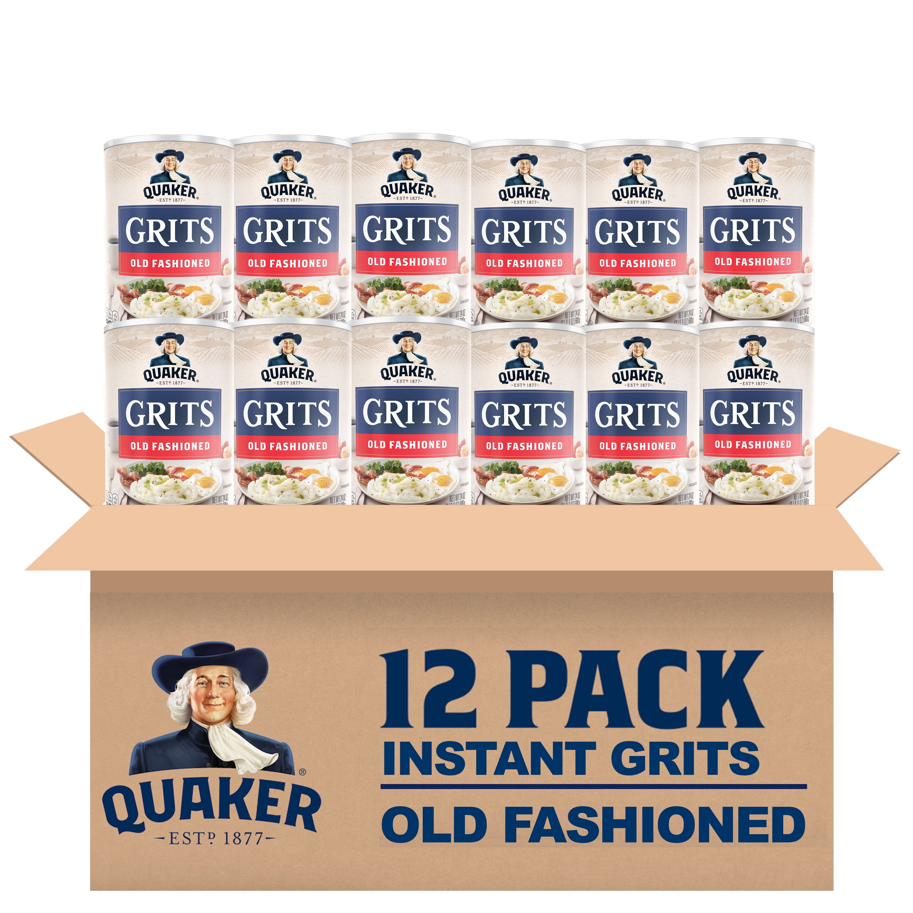(12 pack) Quaker Old Fashioned Grits, 24 oz Canister
