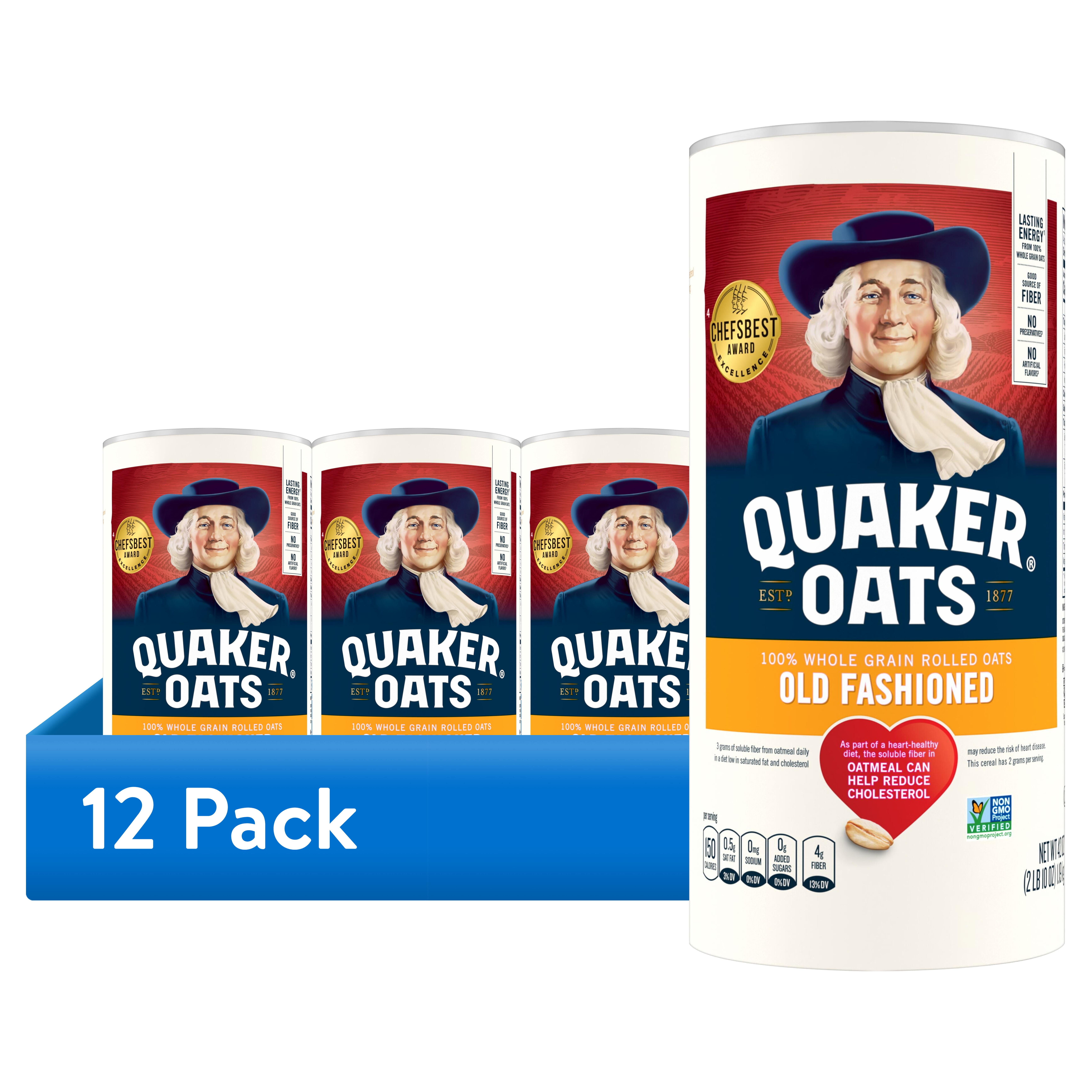 (12 pack) Quaker Old Fashioned Instant Whole Grain Oatmeal, 42 oz Canister