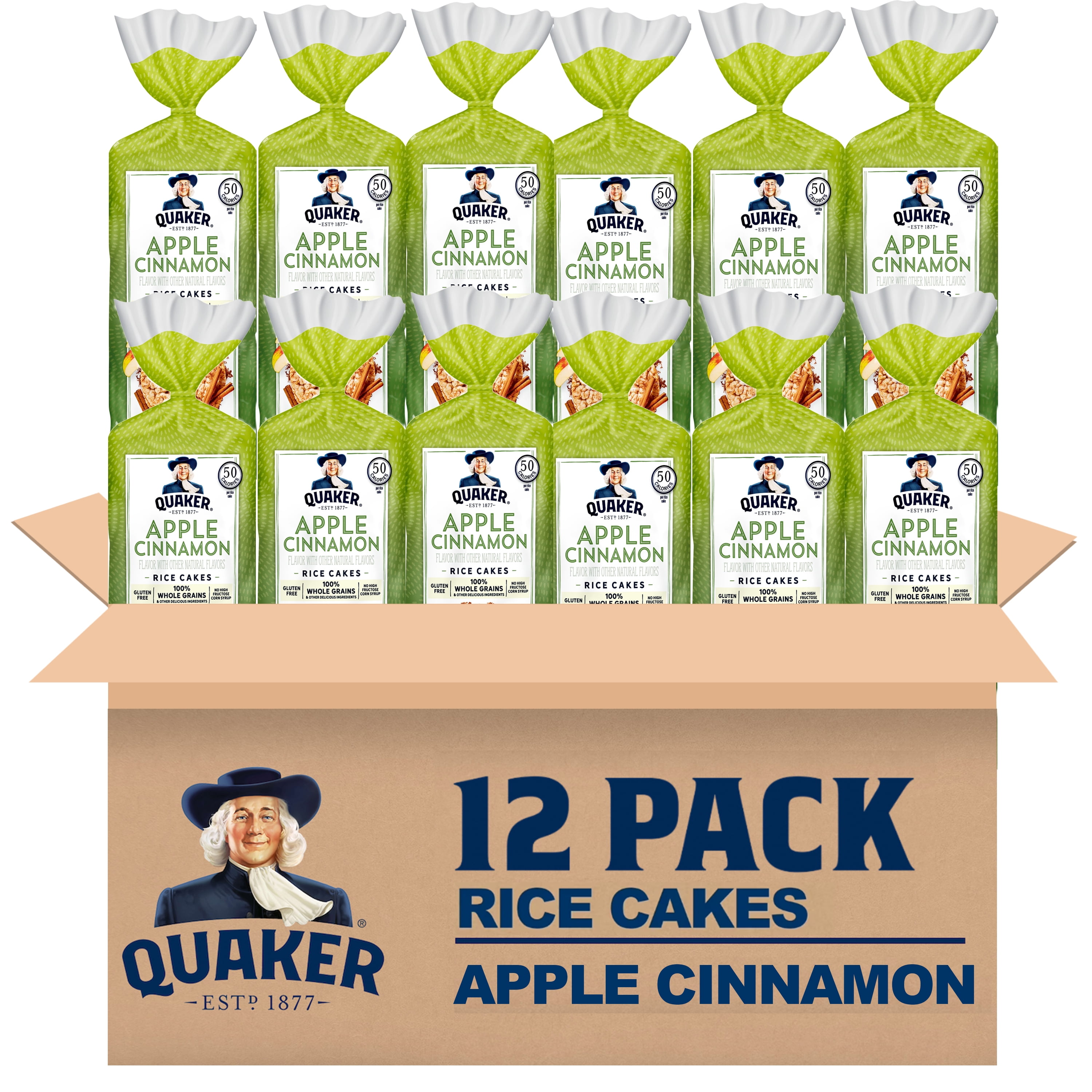 (12 pack) Quaker Rice Cakes, Apple Cinnamon, 6.53 Oz.