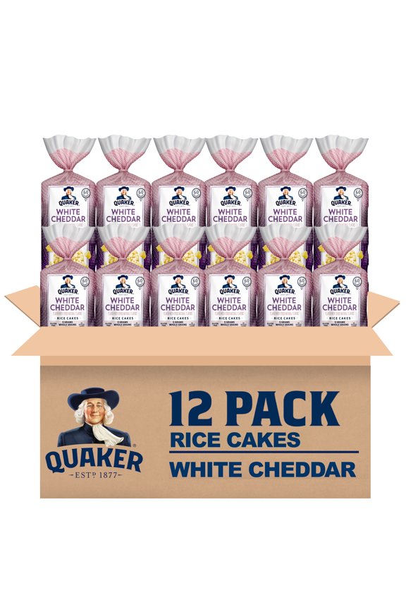(12 pack) Quaker Rice Cakes, White Cheddar, Gluten Free, 5.5 oz Bag