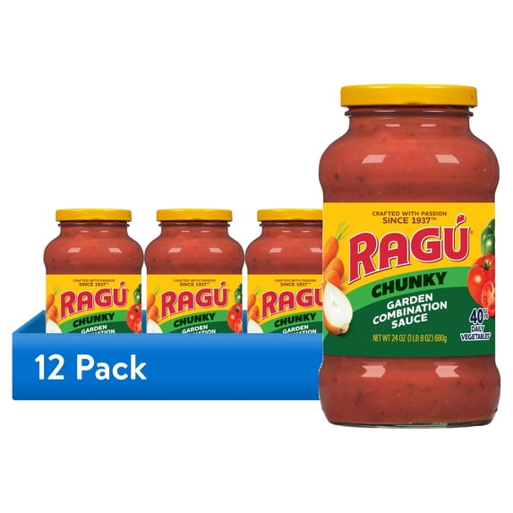 (12 pack) RAGU Chunky Garden Combination Pasta Sauce, 24 oz