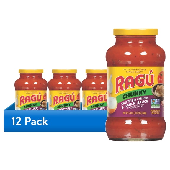 (12 pack) RAGU Chunky Sauteed Onion and Garlic Pasta Sauce, 24 oz