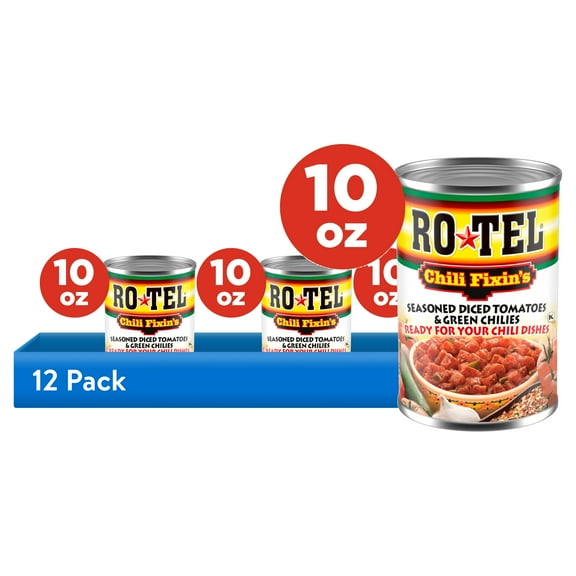 (12 pack) ROTEL Chili Fixin's Diced Tomatoes & Green Chilies, 10 oz