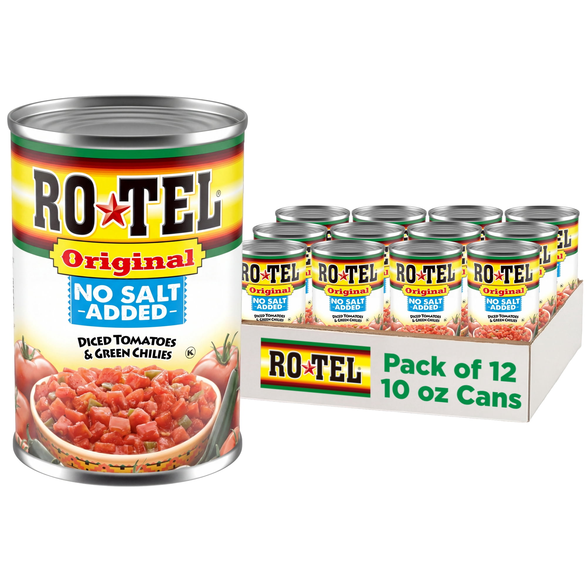 12 pack) ROTEL Original No Salt Added Diced Tomatoes and Green
