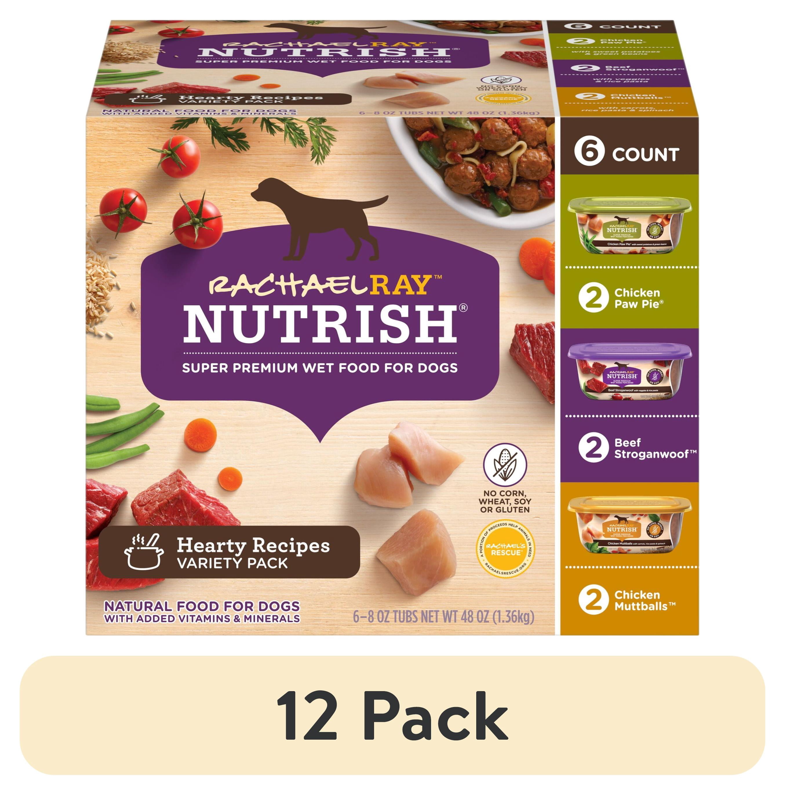 (12 pack) Rachael Ray Nutrish Hearty Recipes Wet Dog Food Variety Pack, 8 oz. Tubs, Pack of 6
