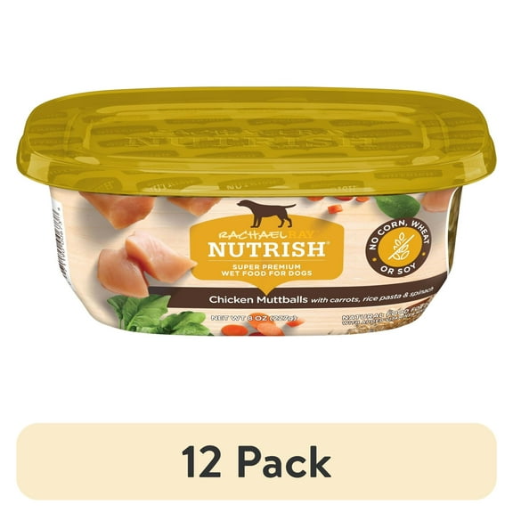 (12 pack) Rachael Ray Nutrish Natural Premium Wet Dog Food, Chicken Muttballs with Pasta, 8 Oz. Tub