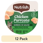 (12 pack) Nutrish Grain Free Wet Cat Food Chicken Purrcata Whole Health Blend with Real Shredded White Meat Chicken in Sauce, 2.8 oz. Cup (Rachael Ray)