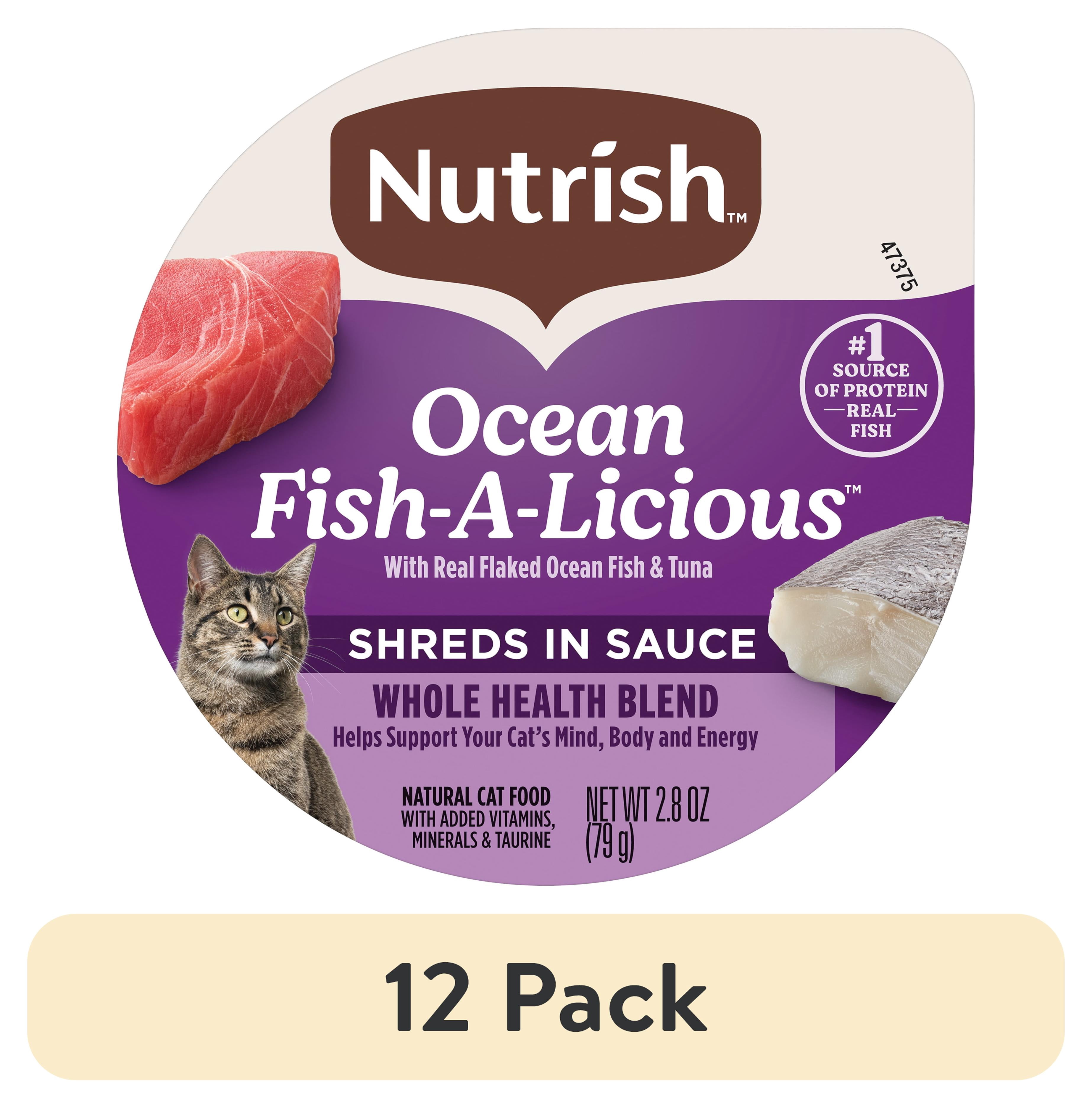 (12 pack) Rachael Ray Nutrish Natural Wet Cat Food, Grain Free, Ocean Fish-a-Licious, 2.8 oz Tub