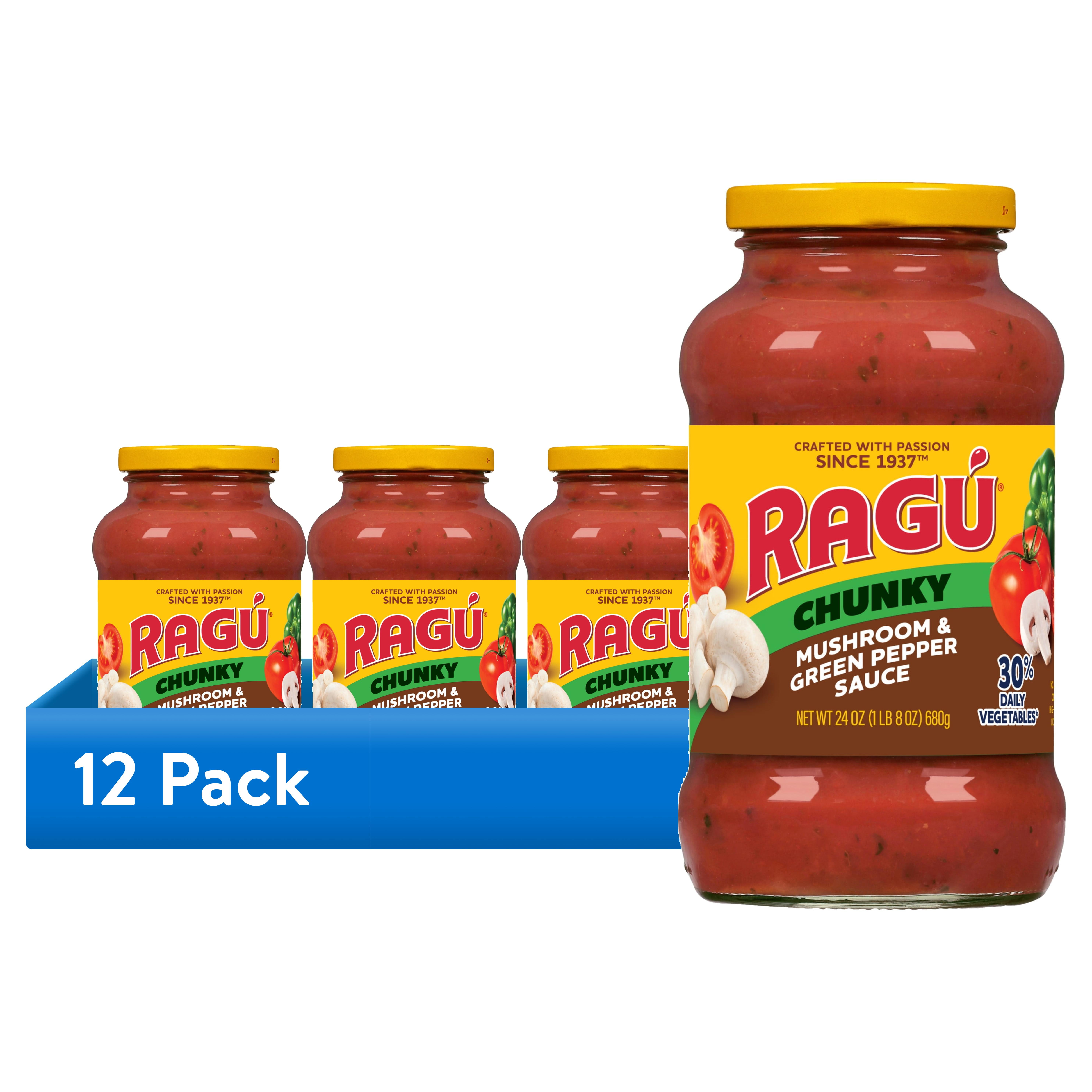 (12 pack) RAGU Chunky Mushroom and Green Pepper Pasta Sauce, 24 oz