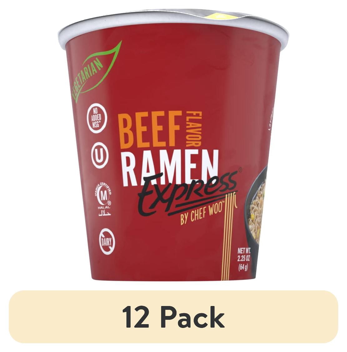 (12 pack) Ramen Express Beef Flavor Ramen Noodles, Vegan, Halal, Kosher, 2.25 oz Cup